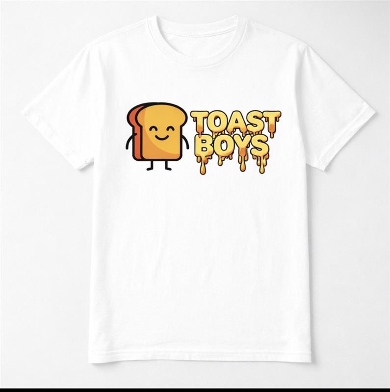 Toast Boys t-skjorte forside - hvit t-skjorte med Toast Boys logo